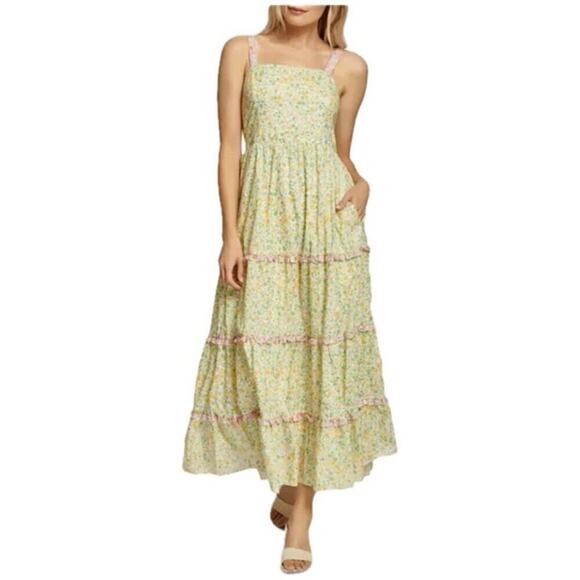 LOST & WANDER MAXI DRESS FLORAL RUFFLES TIERED SZ M BOHO COTTAGECORE - Picture 9 of 16